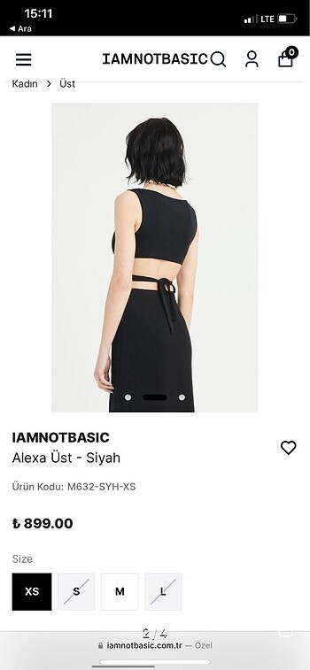 xs Beden imnotbasic pencereli bağlamalı siyah crop