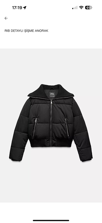 Rib detaylı şişme anorak mont