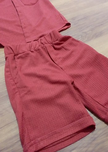 LC Waikiki Kısa Kollu Koyu Kırmızı Bebek Erkek Takım