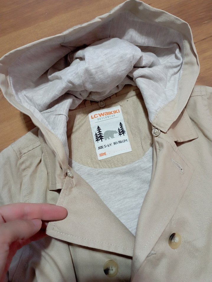 Bej Düğmeli Erkek Çocuk Kaban - Görsel 3