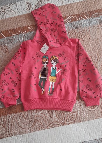 Kapüşonlu Baskılı Kız Çocuk Sweatshirt
