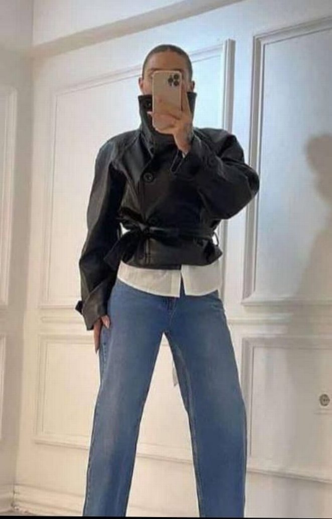 Bej Deri Kemerli Midi Trençkot - Görsel 3