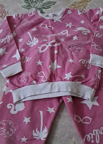 Kızlar için Barbie Baskılı Pembe Eşofman Takımı - Görsel 2