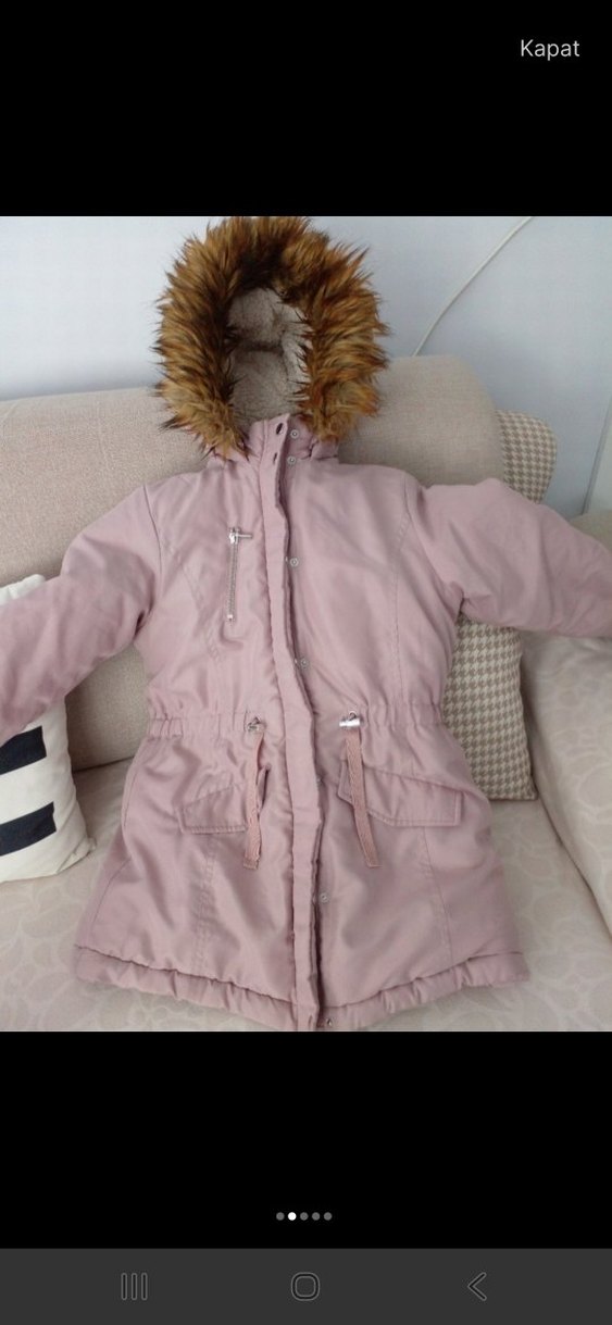 Pembe Kürklü Kız Çocuk Mont - Görsel 2