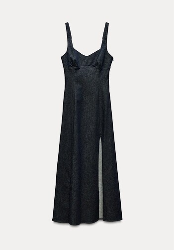 Denim midi elbise