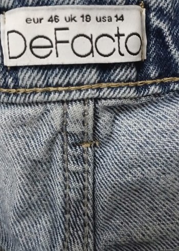 Defacto Kadın Gri Mavi Bol Kesim Yırtık yüksek bel Kot Pantolon
