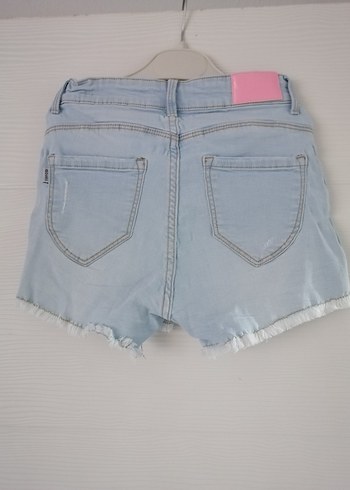 Kızlar için Mavi Bağlama Desenli Jean Şort - Görsel 3