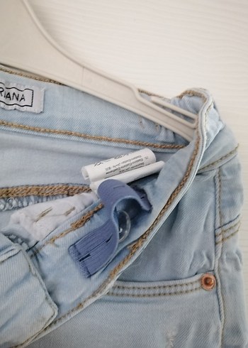 Kızlar için Mavi Bağlama Desenli Jean Şort - Görsel 2