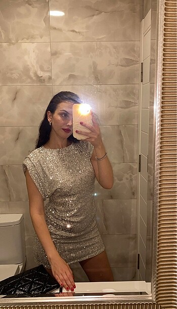 Zara Zara muadili vatkalı pullu elbise
