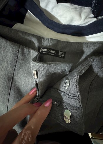 38 Beden Stradivarius Gri Midi Kadın Denim Kumaş Pantolon