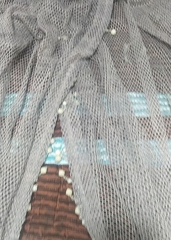 Bohem Nakışlı Gri Tül Perde - Görsel 9