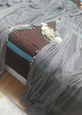 Bohem Nakışlı Gri Tül Perde - Görsel 7