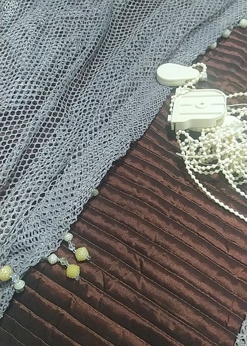 Bohem Nakışlı Gri Tül Perde - Görsel 8