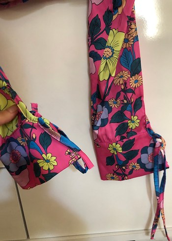 Zara Renkli Çiçek Desenli Bohem Uzun Kollu Bluz