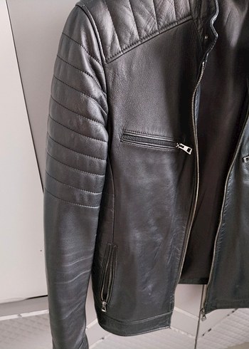 Siyah Erkek Deri Biker Ceket, Normal Boy - Görsel 3