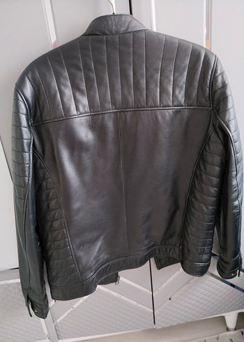 Siyah Erkek Deri Biker Ceket, Normal Boy - Görsel 8