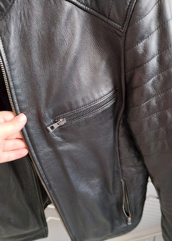 Siyah Erkek Deri Biker Ceket, Normal Boy - Görsel 6