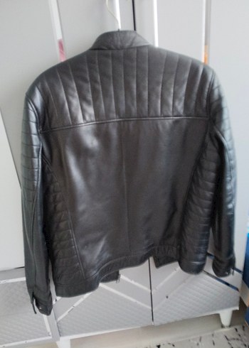 Siyah Erkek Deri Biker Ceket, Normal Boy - Görsel 7