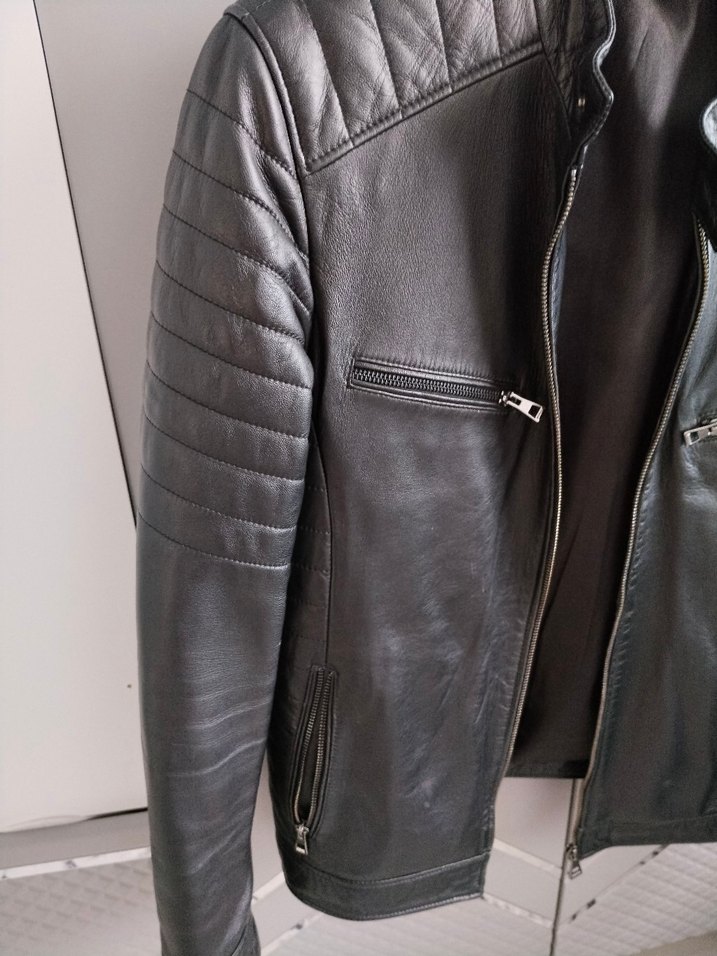 Siyah Erkek Deri Biker Ceket, Normal Boy - Görsel 3