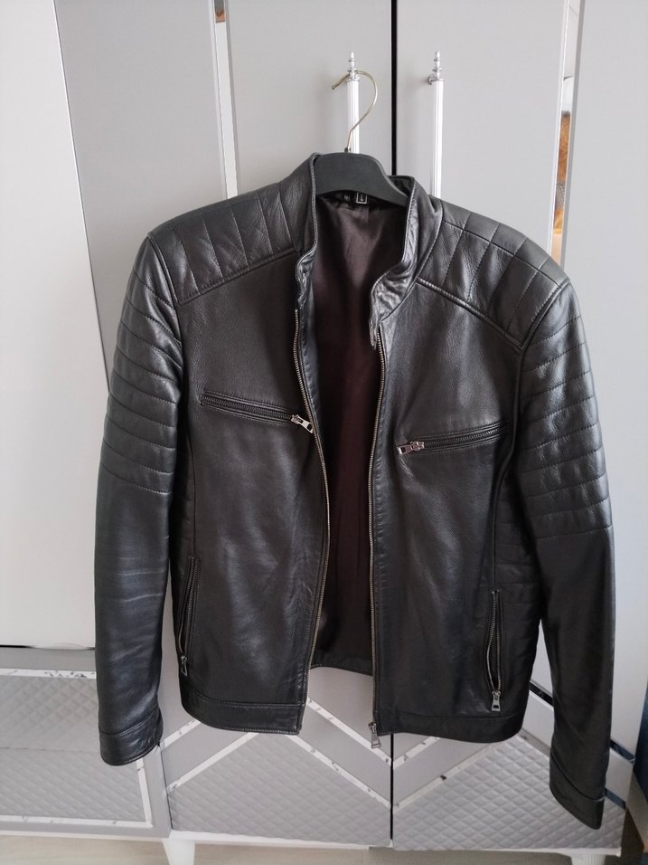 Siyah Erkek Deri Biker Ceket, Normal Boy - Görsel 2