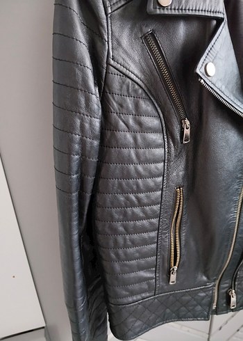Siyah Deri Biker Ceket - Görsel 3