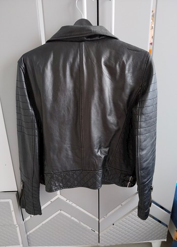 Siyah Deri Biker Ceket - Görsel 4