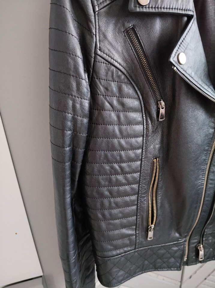 Siyah Deri Biker Ceket - Görsel 3