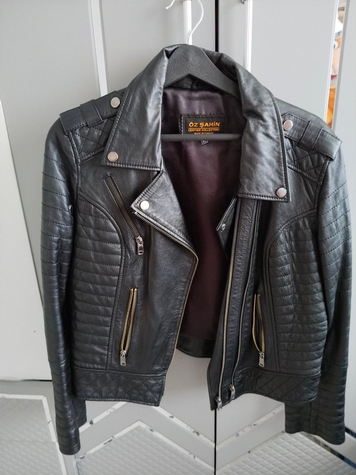 Siyah Deri Biker Ceket - Görsel 2