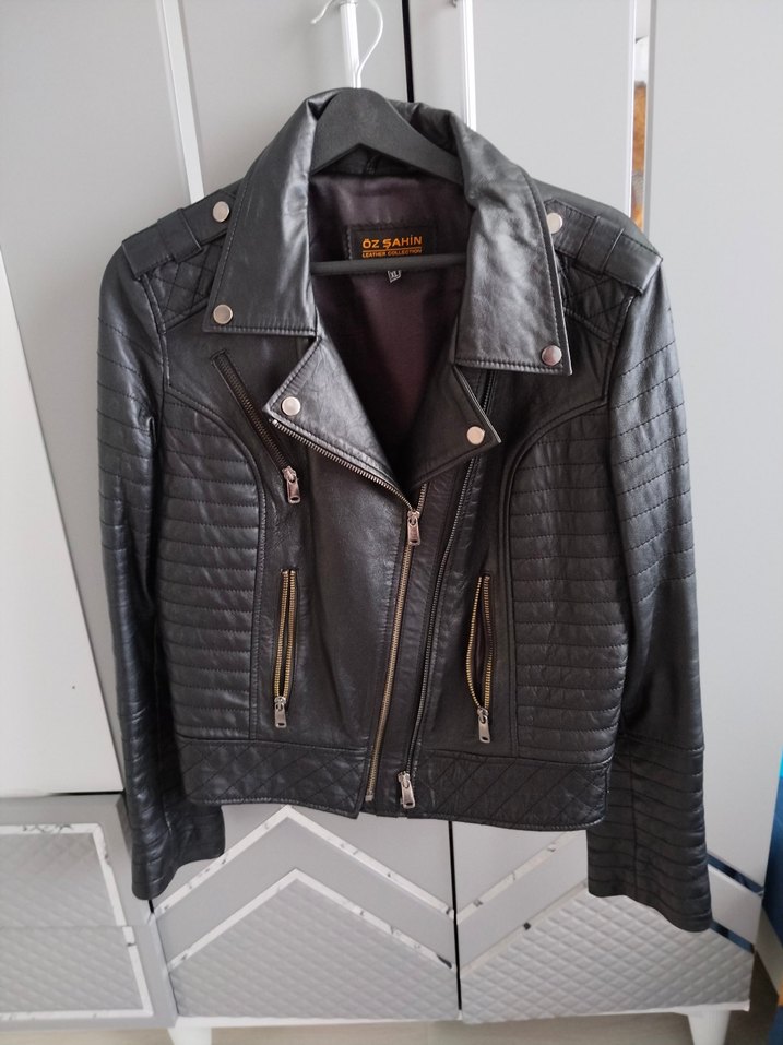 Siyah Deri Biker Ceket - Görsel 5