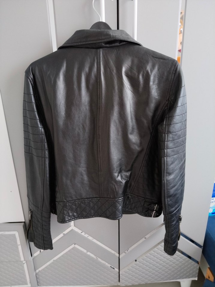 Siyah Deri Biker Ceket - Görsel 4