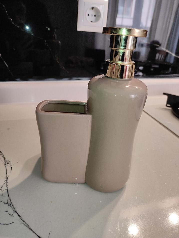 Bej Porselen Sabunluk / Deterjanlık - Görsel 4