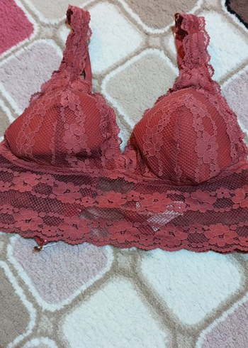 Bordo Dantel Detaylı Bohem Bralet