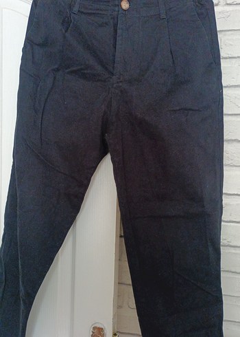26 Beden Siyah Kadın Midi Boy Bol Kesim Denim Pantolon