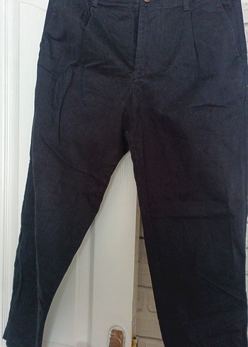 Siyah Kadın Midi Boy Bol Kesim Denim Pantolon