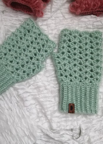 Dantel Detaylı  Bohem Örgü Eldiven Parmaksız eldiven - Görsel 2