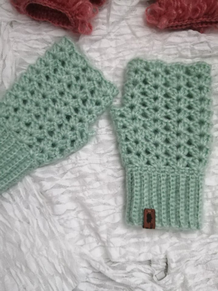 Dantel Detaylı  Bohem Örgü Eldiven Parmaksız eldiven - Görsel 2