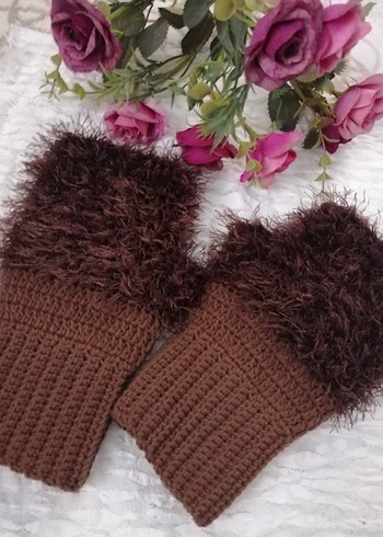 Örgü peluş eldiven Bohem Kadın Eldiveni - Görsel 5