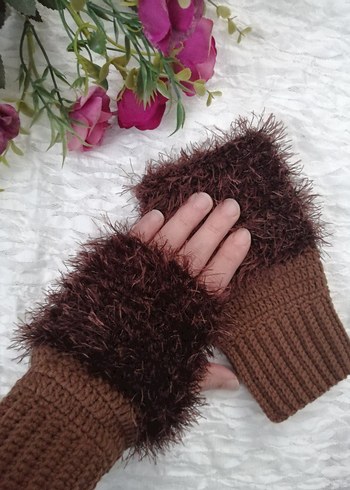 Örgü peluş eldiven Bohem Kadın Eldiveni - Görsel 4