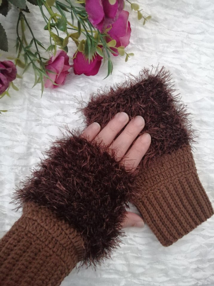 Örgü peluş eldiven Bohem Kadın Eldiveni - Görsel 4