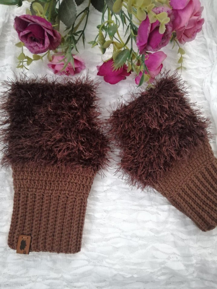 Örgü peluş eldiven Bohem Kadın Eldiveni - Görsel 2