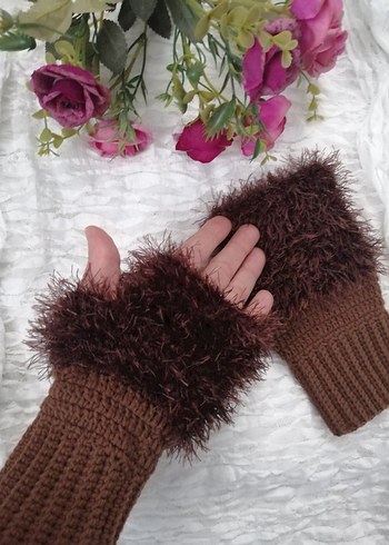 Peluş Örgü Kadın Eldiven - Görsel 3
