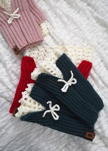 Kadın Örgü Bohem vintage Parmaksız Eldiven - Görsel 2