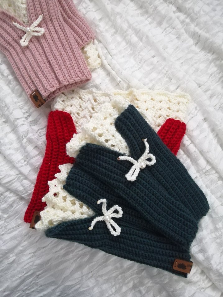 Kadın Örgü Bohem vintage Parmaksız Eldiven - Görsel 2