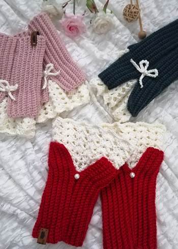 Örgü Kadın Eldiveni vintage eldiven - Görsel 5