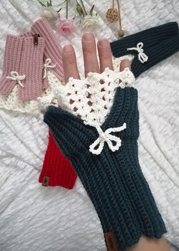 Örgü Kadın Eldiveni vintage eldiven - Görsel 4