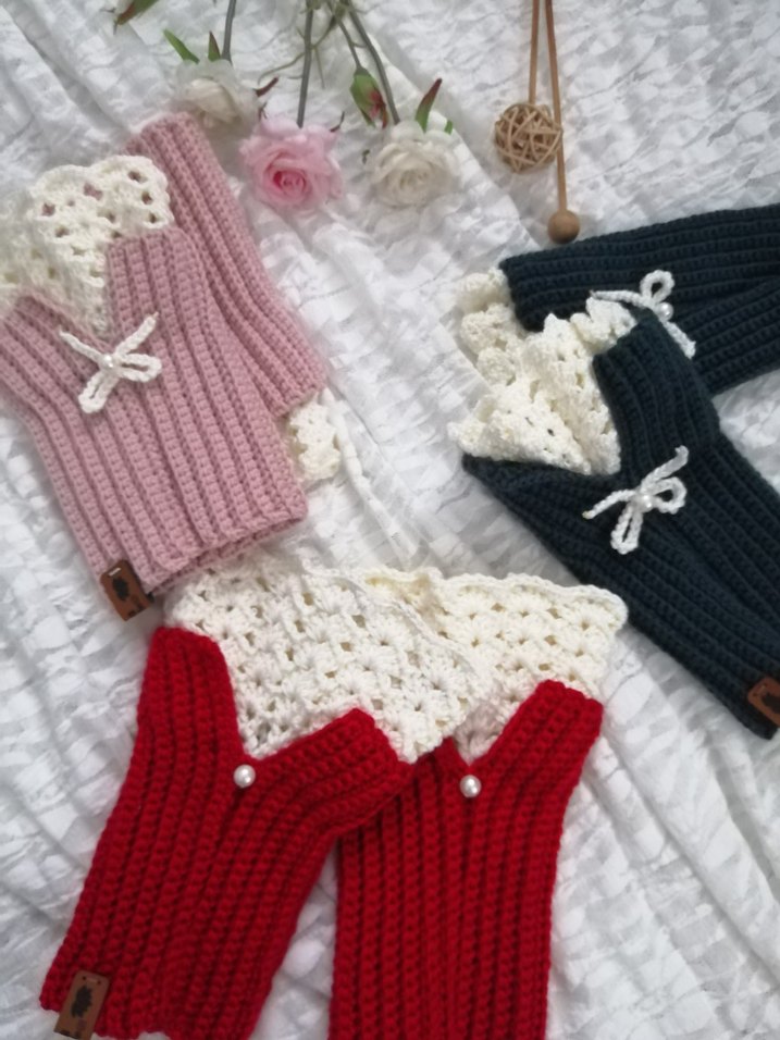 Örgü Kadın Eldiveni vintage eldiven - Görsel 2