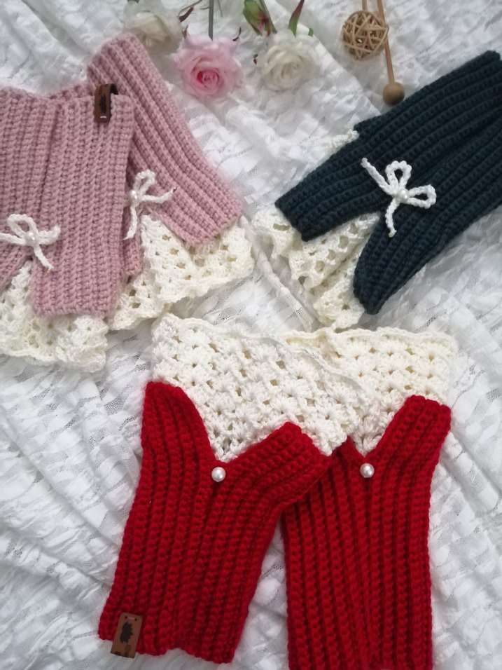 Örgü Kadın Eldiveni vintage eldiven - Görsel 5