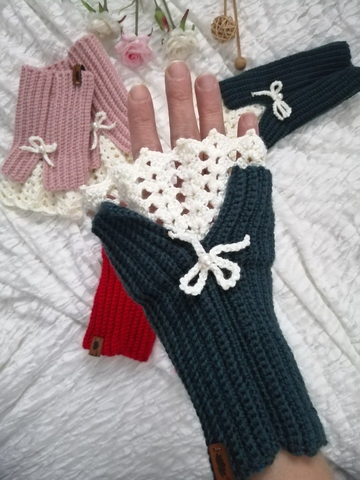 Örgü Kadın Eldiveni vintage eldiven - Görsel 4