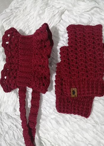 Örgü boyunluk atkı Eldiven 2li takım - Görsel 5