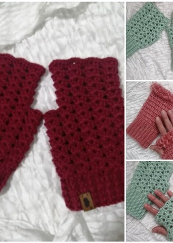 Örgü Bohem Kadın Eldiven parmaksız eldiven - Görsel 3